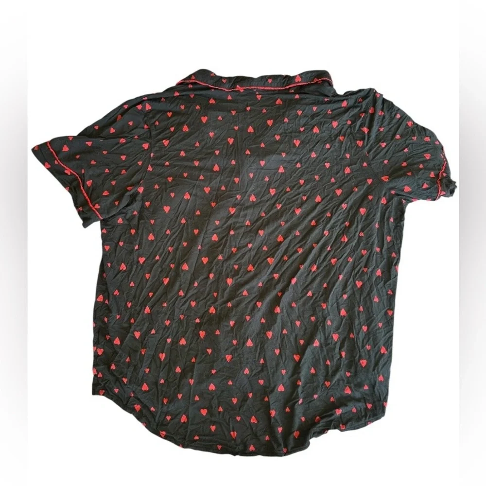 Victoria’s Secret Black & Red Hearts Button Down Modal Short Pajama Sleep Set XL - Picture 3 of 13